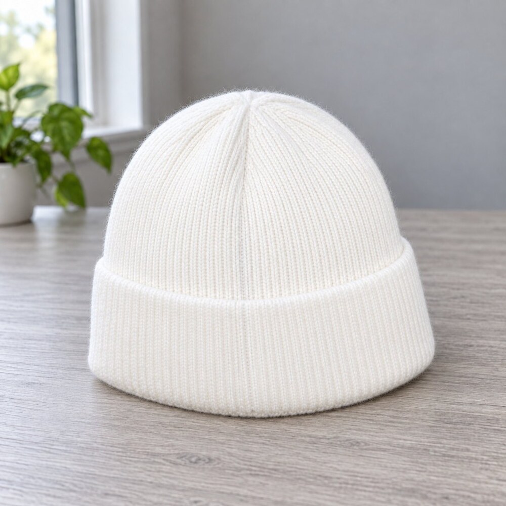 Prada White Ribbed Triangle Logo Beanie - Picture 4 of 6